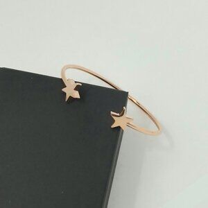 ⭐ 18k Gold Plated Star Bangle Bracelet 316L Stainless Steel | 17cm Rose Gold